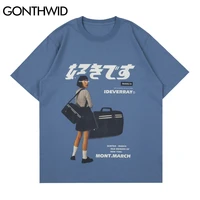 gonthwid tshirts streetwear harajuku men vintage girl poster print short sleeve t shirts casual hip hop loose cotton tees tops
