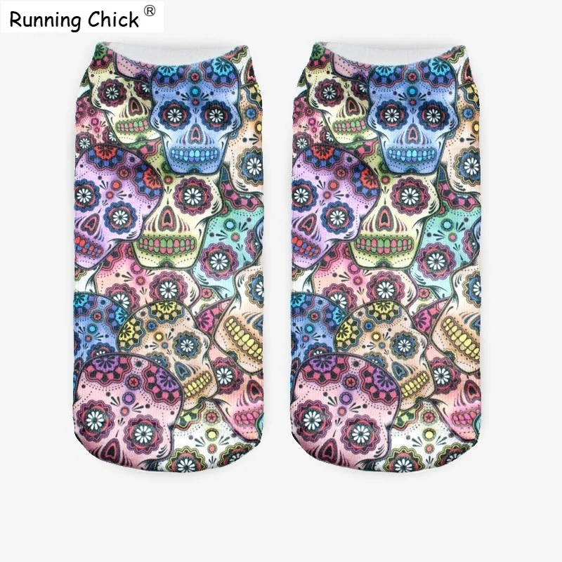 Дешевые носки для девочек с принтом мексиканского черепа бега цыпленка|socks free