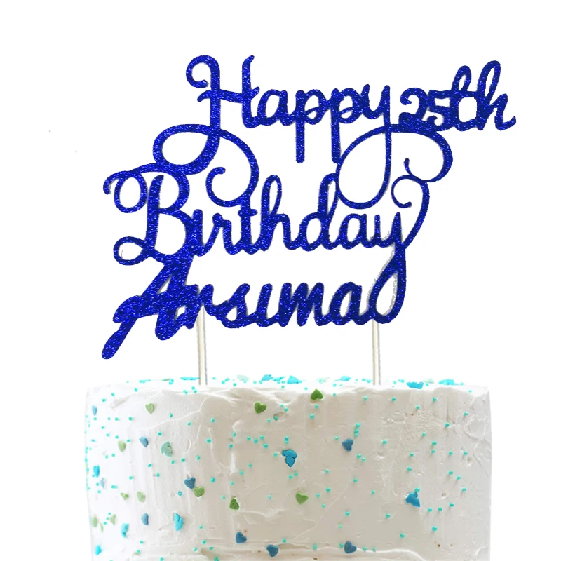 Расширенный блеск С Днем Рождения изготовленный на заказ Топпер для торта