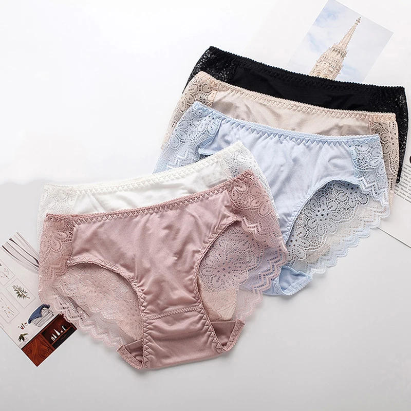 3 шт./лот 100% натуральный шелк женское нижнее белье прозрачные бесшовные кружевные