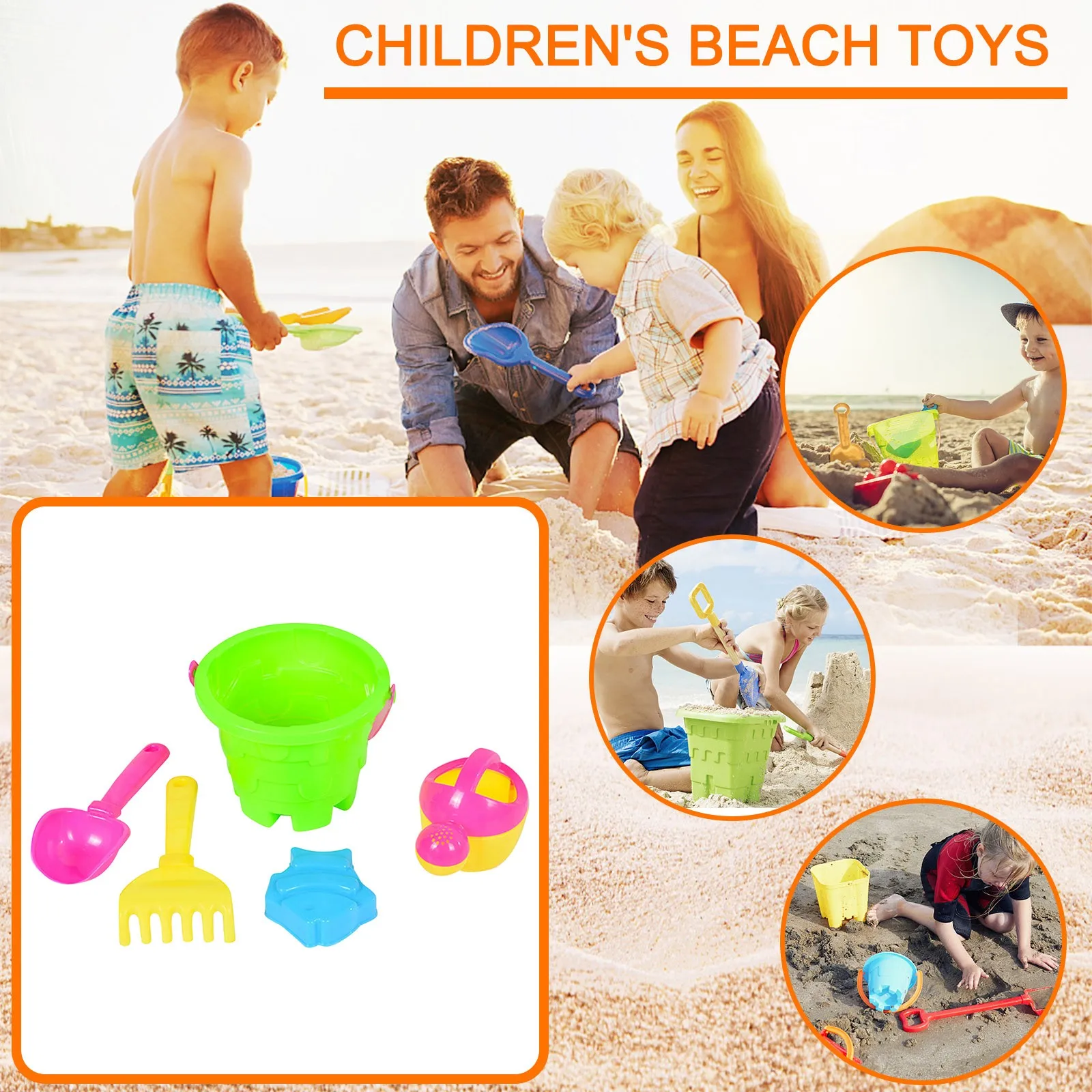 

5Pcs/Sets Children's Beach Sand Toys Play Sand Table Sand Bucket Set Outdoor Games Play Portable Toy Summer Children House Toys