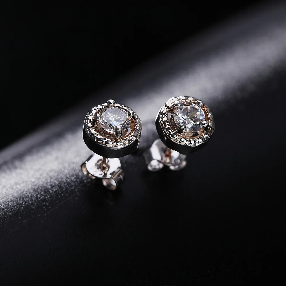 

2021 NEW 925 Sterling Silver Earrings Round Zirconia Shiny Ear Stud Fashion Womens High Quality Party Jewelry Love Gift