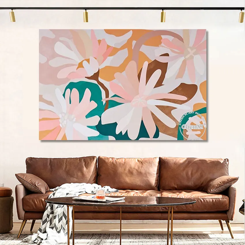 

The Sight Of Flowers In Full Bloom Oil Painting Wall Home Art Hand Picture Modern Canvas Artwork For Living Room Unframed