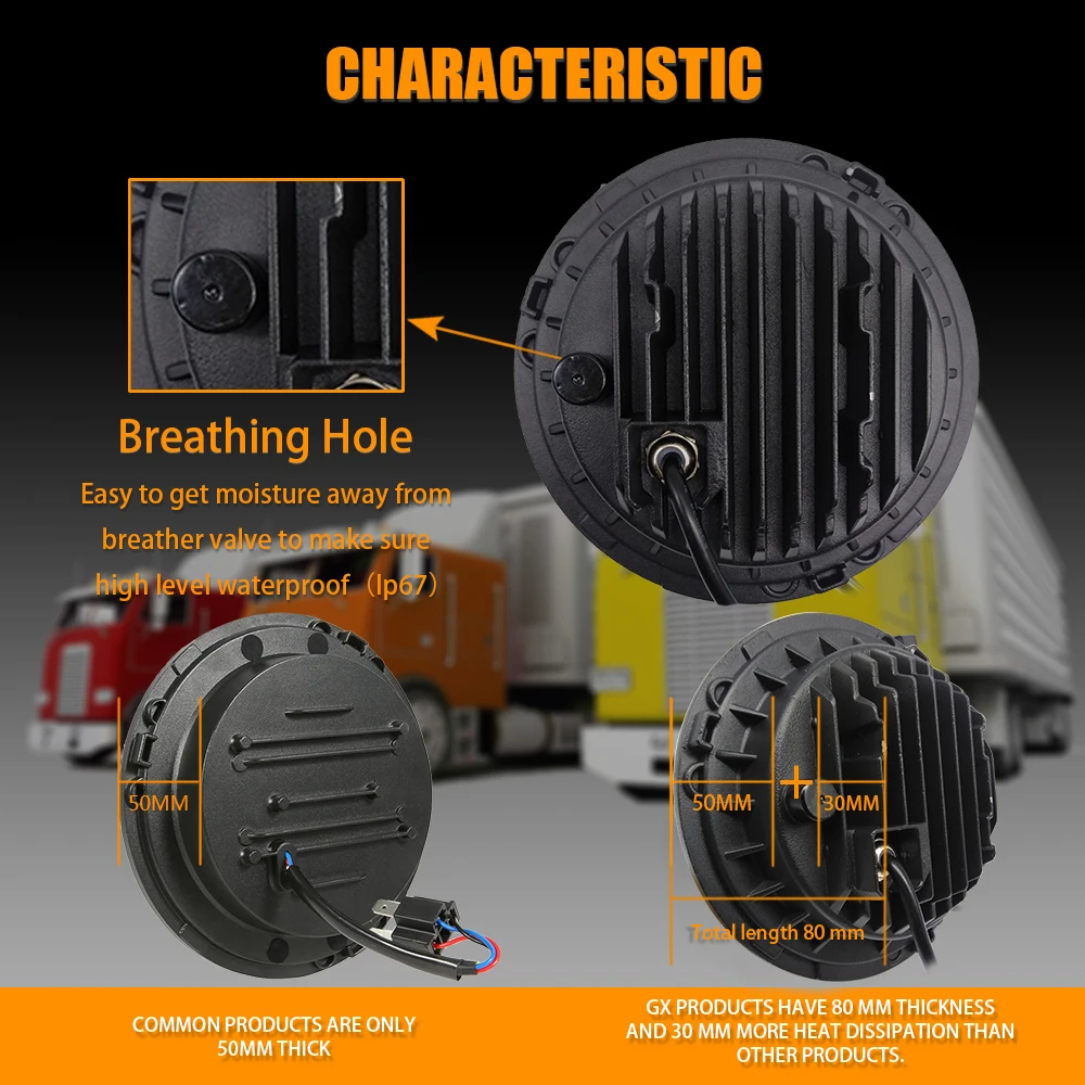 Фары светодиодные с кольцевой подсветкой дневные ходовые огни 7 дюймов желтым