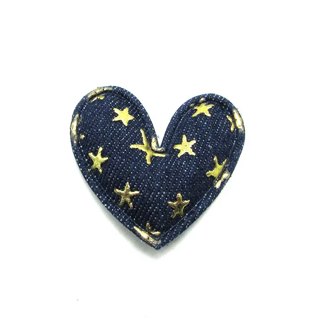 Heart-navy blue 12 шт. блестящая джинсовая Звезда Сердце в форме Микки палочка мягкие аппликации для детский зажим для волос шляпа Декор Орнамент и аксессуары для одежды - Цвет: Heart-navy blue