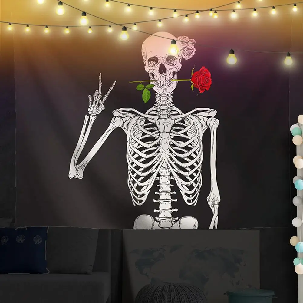 Гобелен с принтом мандалы и черепа Настенное подвесное одеяло коврик для йоги