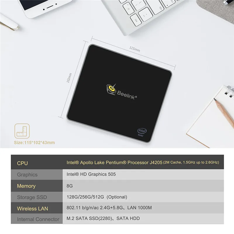 Beelink J45 мини ПК 128/256/512 ГБ J4205 оригинал Windows10 2 4 ГГц + 5 8 Wi Fi BT4.0 поддержка быстрой