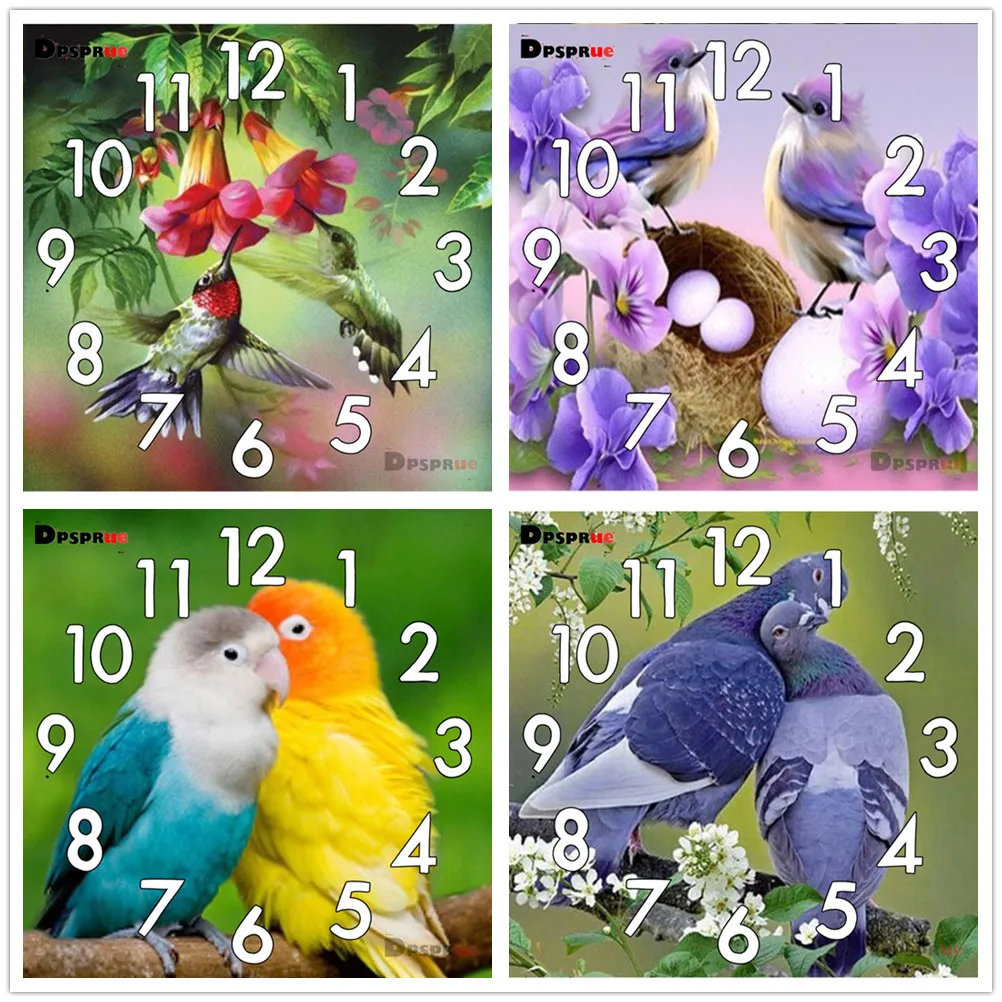 Алмазная живопись Набор для вышивки крестиком птица с часовым механизмом