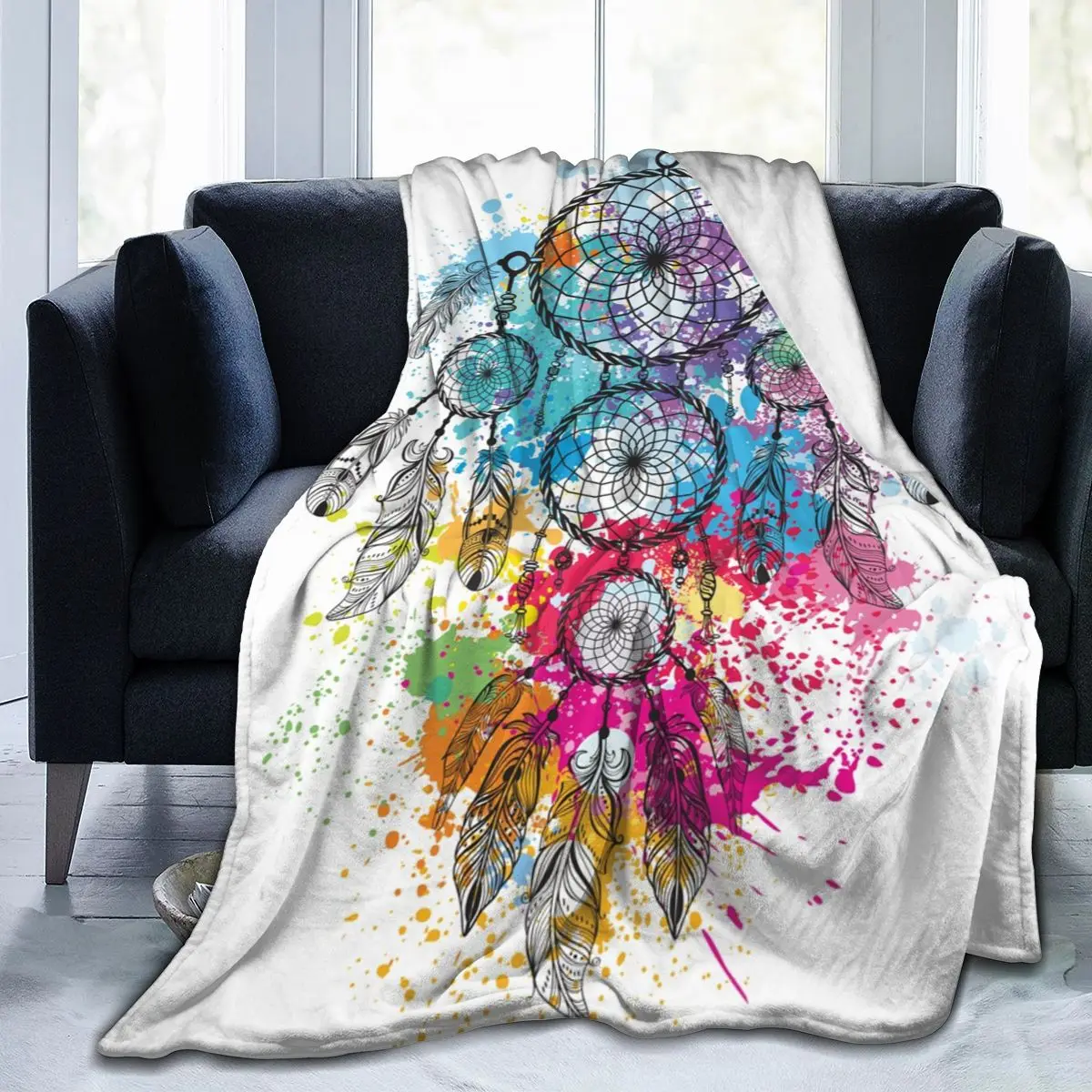 

Colorful Dreamcatcher Hippie Bohemian Super Soft Fleece Throw Blanket Dropship Blankets Flannel Fleece Lightweight Wholesale