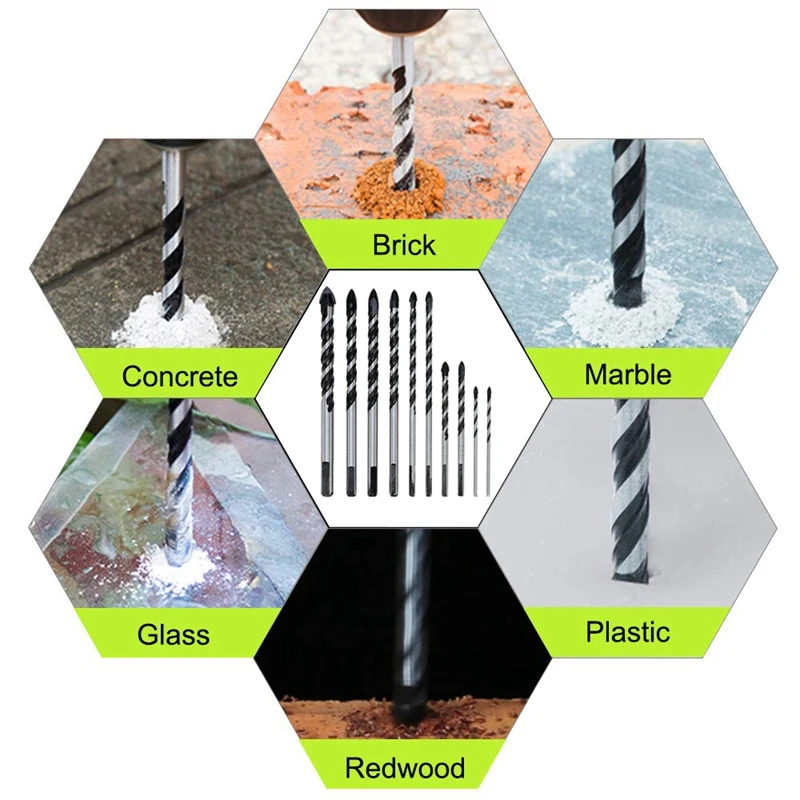 10 шт набор сверл для кладки (плитка кирпич цемент бетон стекло пластик дерево)