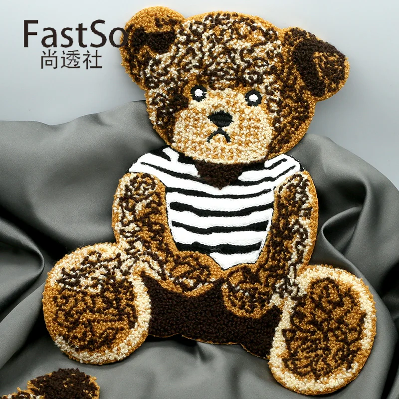 

Soft Plush Bear Cloth Patches for clothing jakcets Cute Cartoon Patch Large Children's Clothing Decoration embroidery sewing