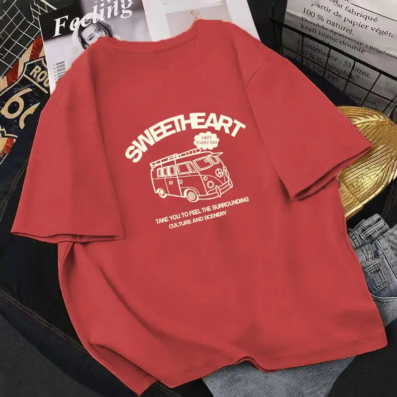 

New T-shirts Vintage Tshirts Cotton Women O Neck Short Sleeve Women's T-Shirt Clothing T-Shirt Women Loose Solid Basic T Shirt