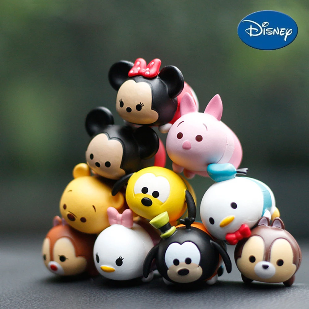 

10pcs/Set Disney Tsum Minnie Mickey Daisy Donald Duck Goofy Piglet Mini PVC Figure Model Dolls Car home furnishings gift Toy