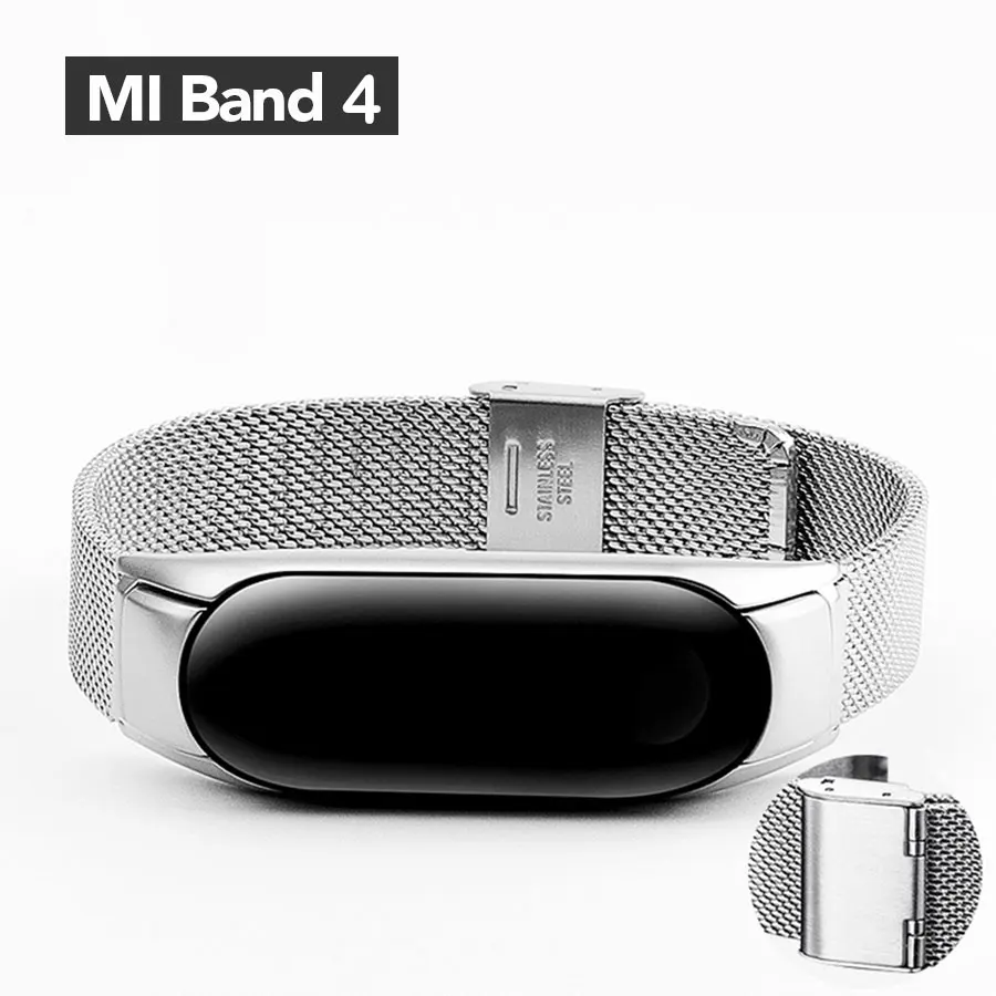 Mi 4 Silver Ремешок для наручных часов с плетением и пряжкой для Xiaomi mi, браслет из нержавеющей стали 4, 3, сменные ремешки, аксессуары для mi Band 2 - Цвет ремешка: Mi 4 Silver