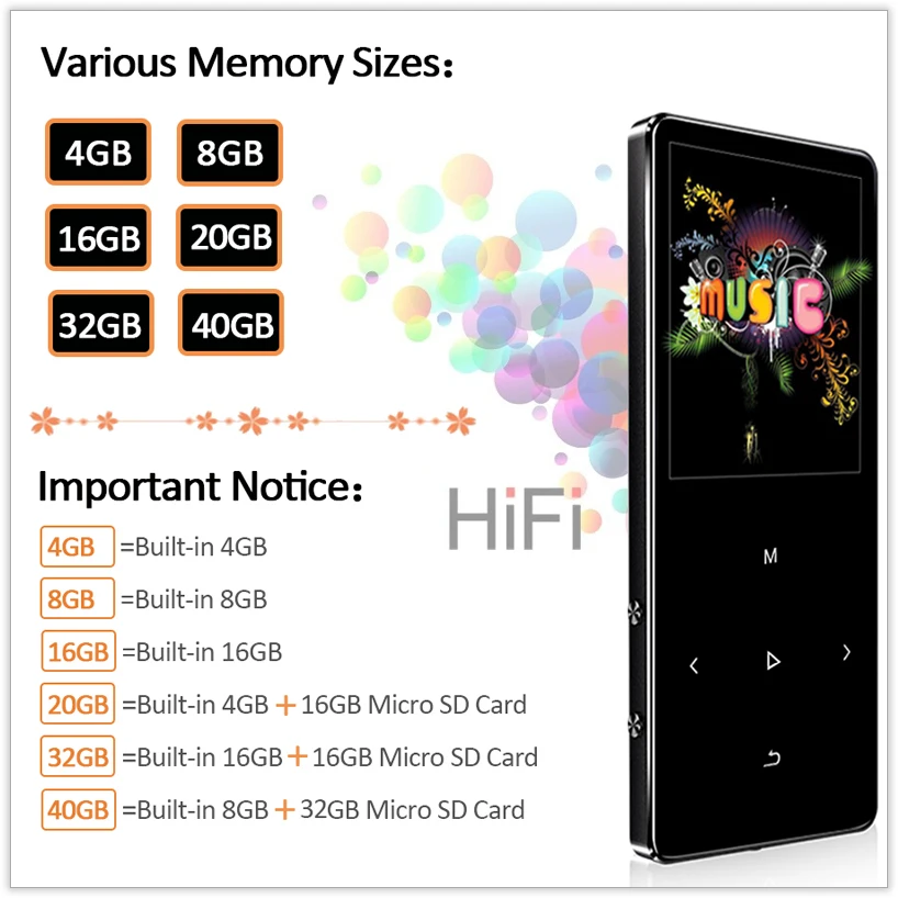 REDANT MP3 плеер Bluetooth hifi без потерь миниатюрный проигрыватель с fm радио наушники
