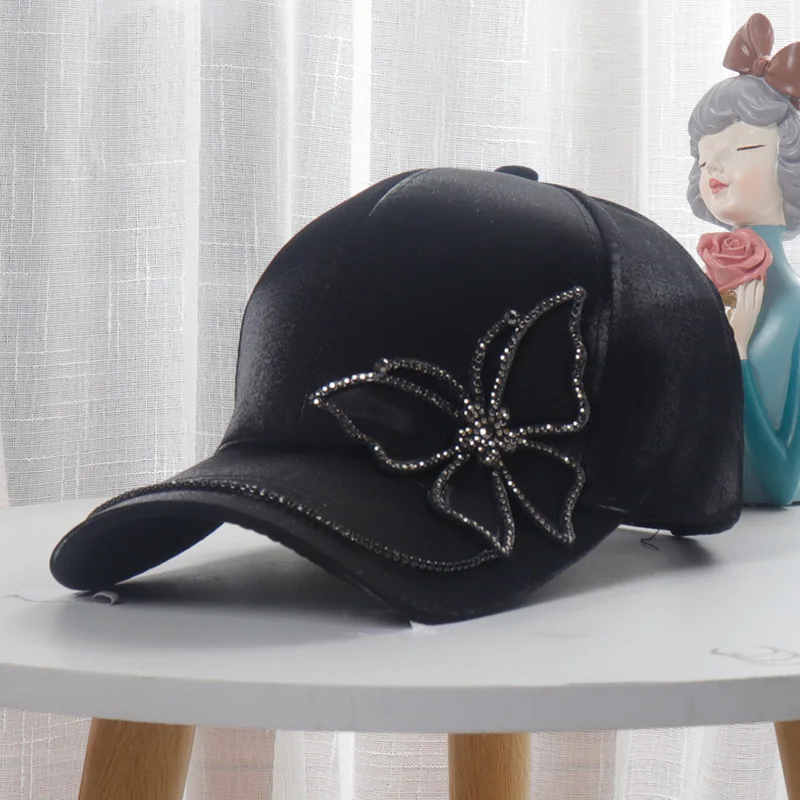 Бейсболка женская летняя из шелка с козырьком и бабочкой | Аксессуары для одежды