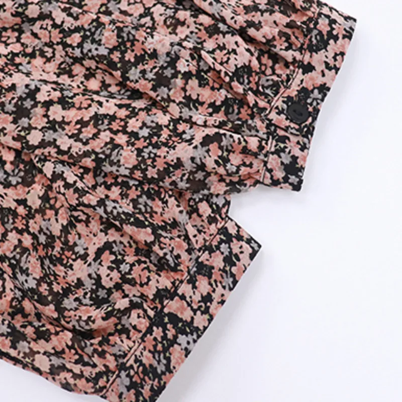 

Spring New Small Broken Flower Dress Women Long Sleeve Robe Chiffon Vintage Temperament Slim Waist Dress Vestido De Mujer Casual