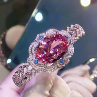 fashion imitation zircon pink morganite bracelet diamond jewelry bracelet for women wedding set engagement party gifts designer