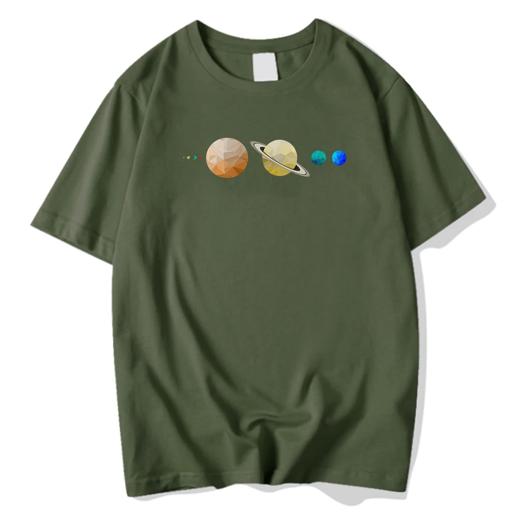 

Side By Side Planets Printed Male Tshirt Fitted Crewneck Clothing Aesthetic O-Neck Tee Shirts Fashion Traveling T-Shirt Mens