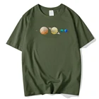 Футболка мужская с круглым вырезом, Модная приталенная рубашка с принтом планеты сбоку за сбоку, с круглым вырезом, для путешествий