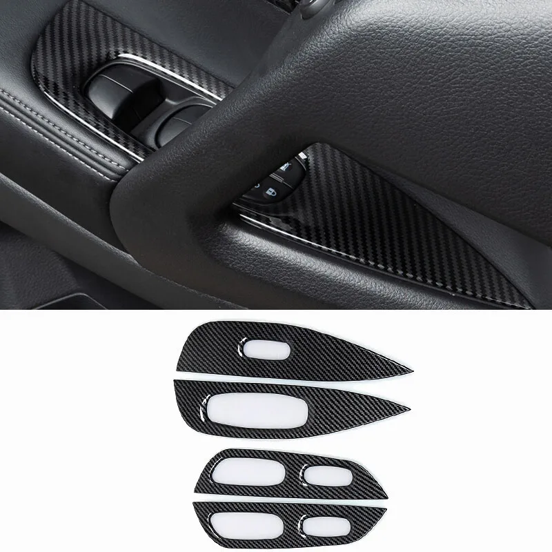 4 шт. хромированные/Углеродные наклейки на панель управления дверью и окном для