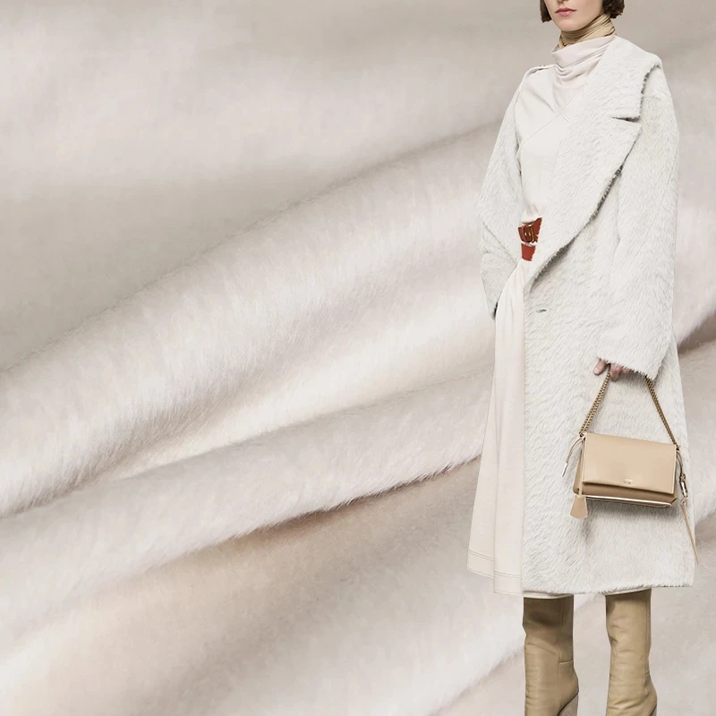 

Вес 900 г/м, белая двусторонняя шерстяная ткань альпака, Женская ткань для шитья с покрытием