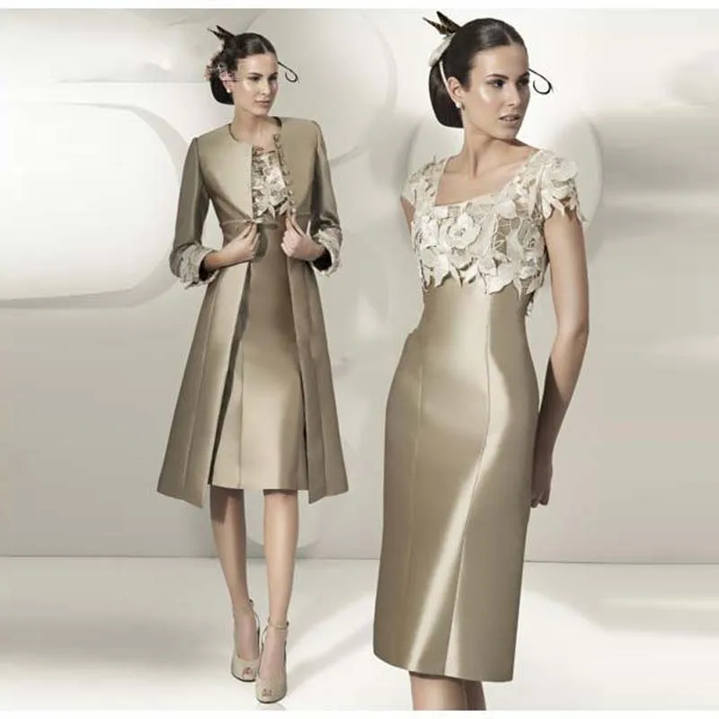 Изысканный бронзовый квадратный вырез цветы с коротким рукавом для мамы невесты