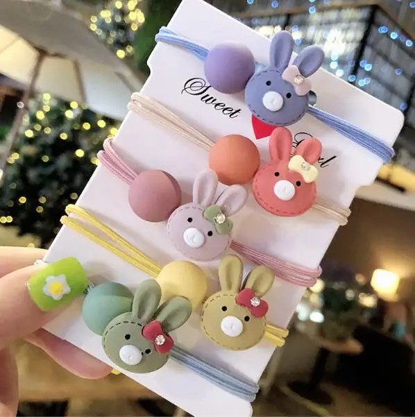 

120pcs/lot Simple Multi Acrylic Scrub Rabbit Rubber Bands Elasticity Candy Colore Hair Bands Styling Tools Accessories HA1454