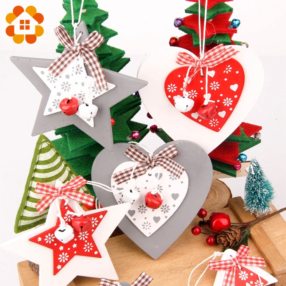 3 шт./компл. 2 стиля Творческие деревянные ложки с Bell Кулоны из нержавеющей стали рождественские украшения Рождественская серия украшения Изделия из дерева DIY Декор