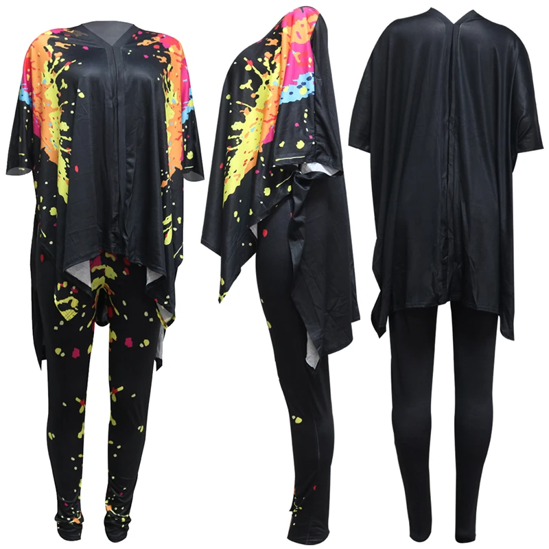 

Colorful Print Two Piece Set Summer Tracksuit Women Fashion Clothing Casual Loose V-Neck Top and Pants Suits Streetwear Outfits