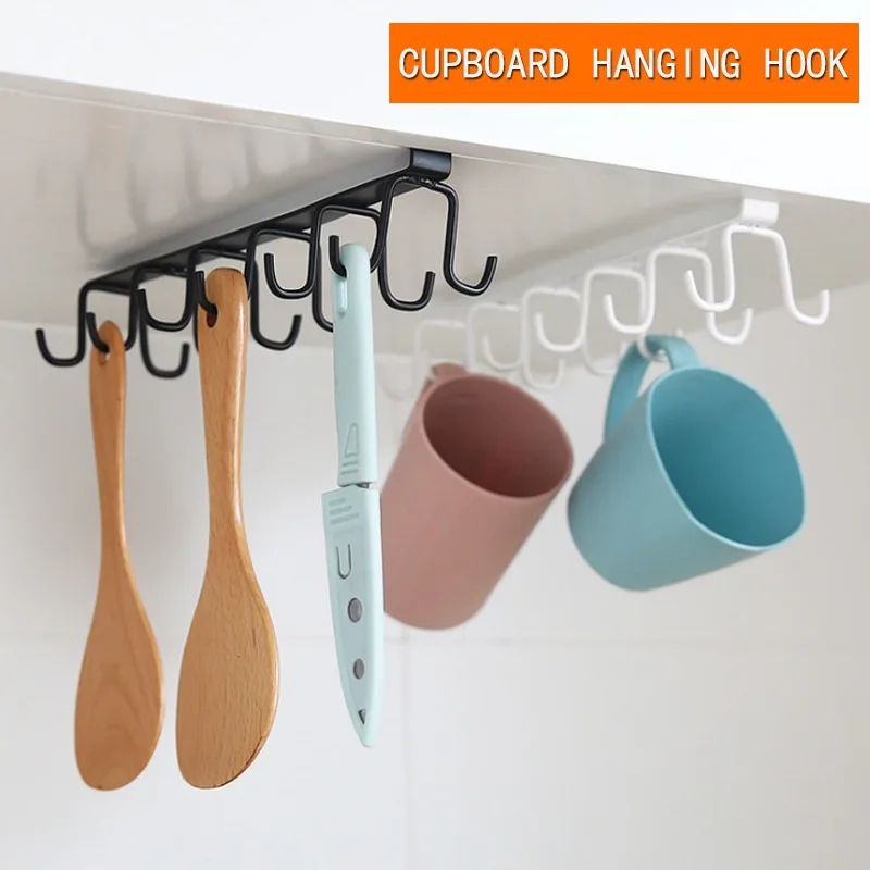 

Kitchen Strong Non-marking Nail-free Hook Cupboard Cabinet Storage Rack Multifunctional Wardrobe Row Hook Finishing Rack