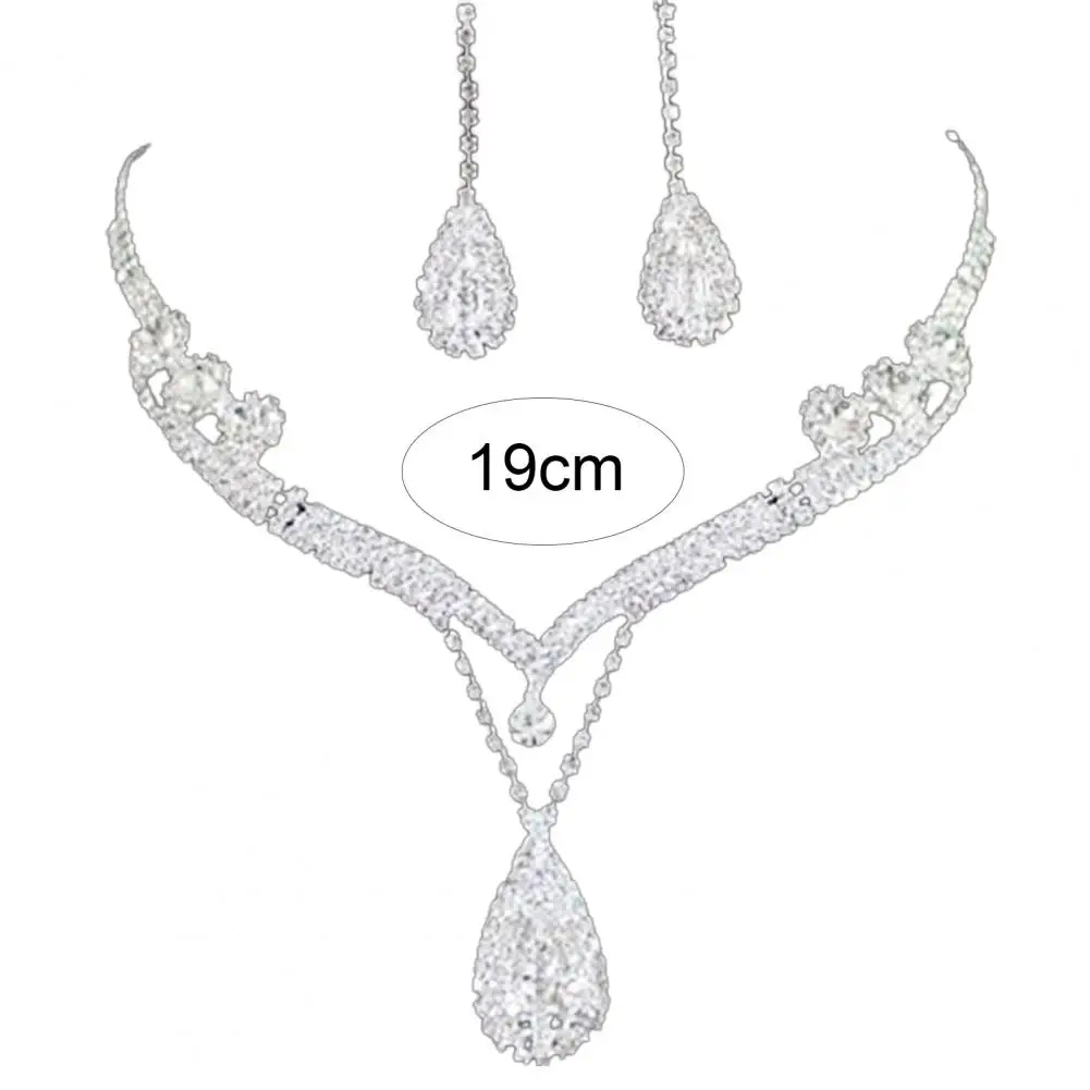 

80% Hot Sale Water Drop Pendant Charming Exquisite Rhinestone Rhinestone Waterdrop Necklace Earring Set for Wedding Prom Party