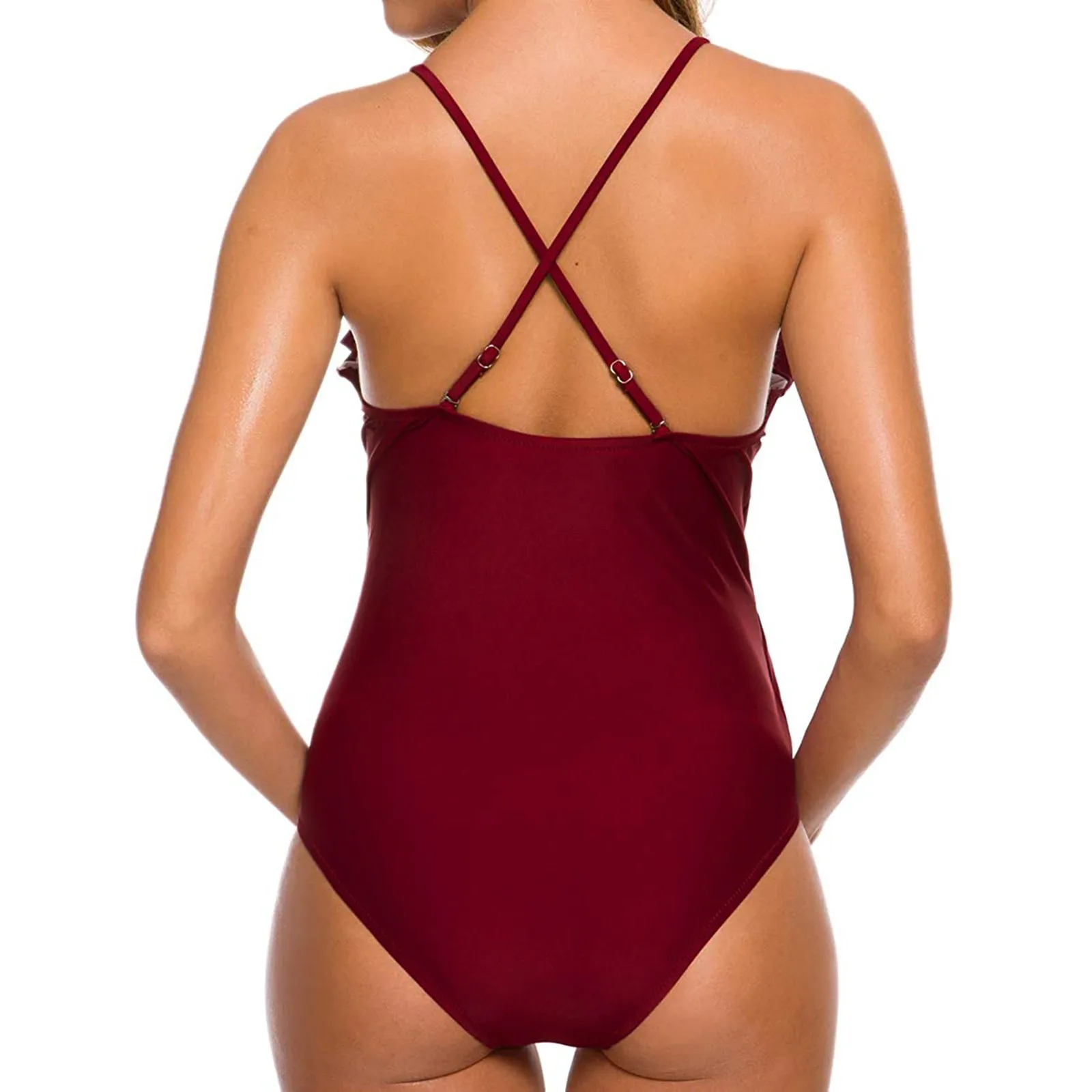 

Pregnant Woman Sexy Swimsuit Maternity Solid Backless Bikinis Falbala Ruffle Beachwear New Summer Women One-piece Swimming Suit