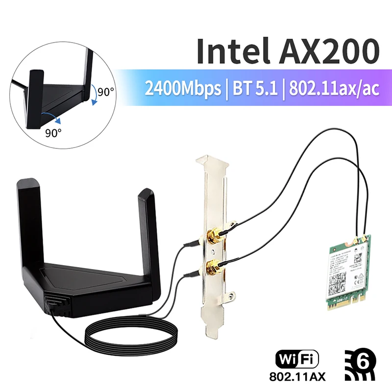 2400 Мбит/с для Intel AX200 Wifi 6 беспроводная карта Bluetooth 5 1 Настольный комплект M.2 AX200NGW