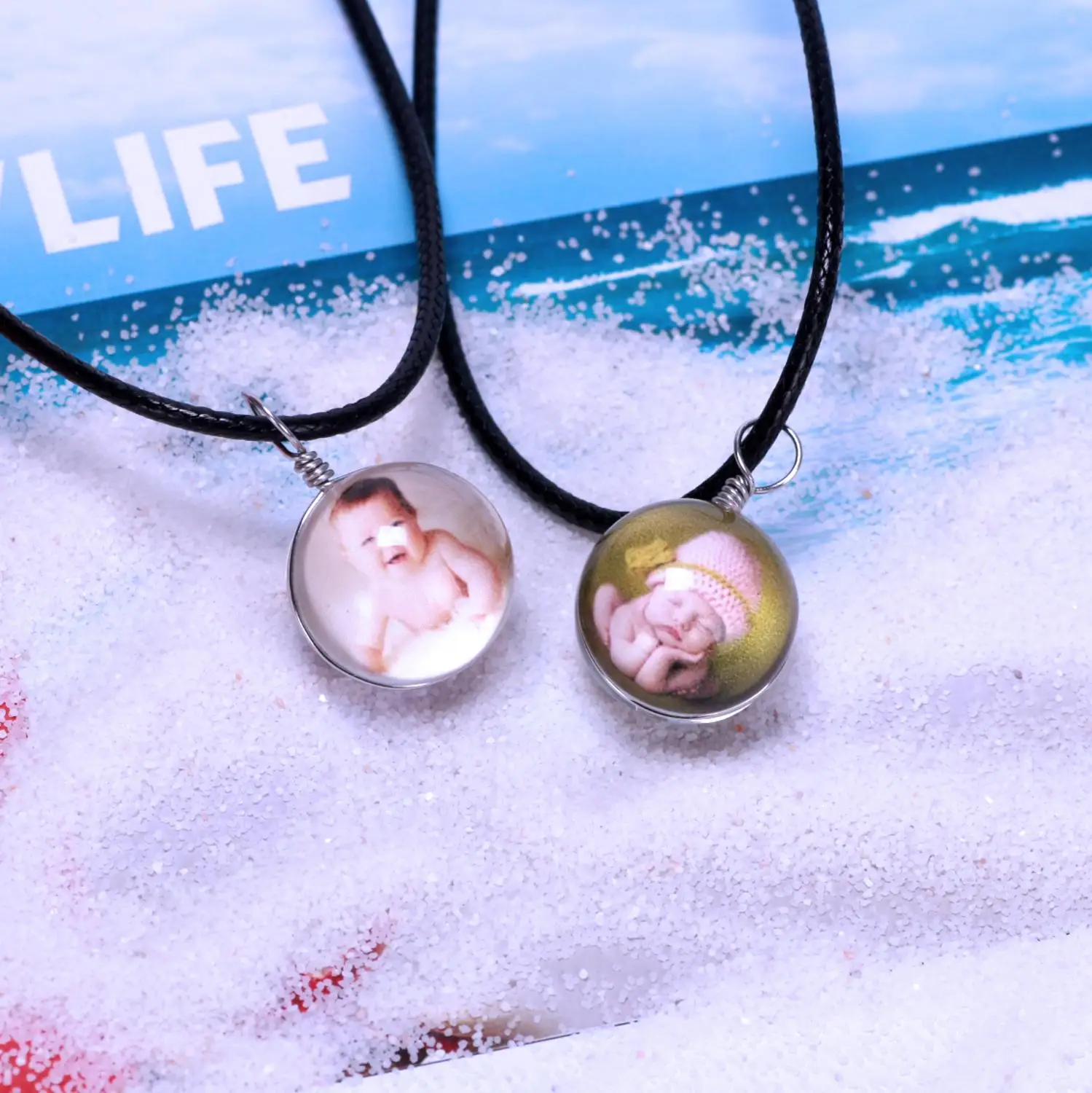 Luyun Double-sided Crystal Necklace personality Jewelry women's Custom Photo Goliday Gift |