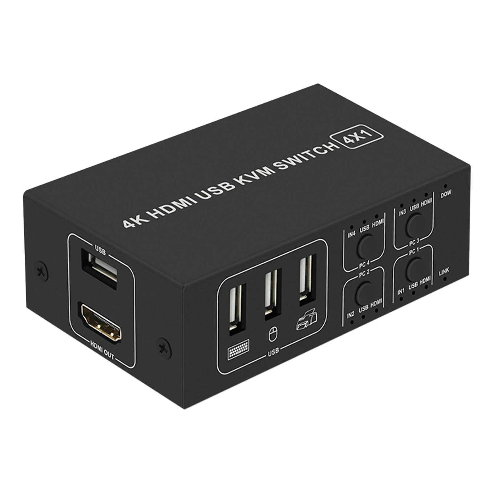 

4K KVM Switcher Stable Computer Universal For Mouse Keyboard With Indicate Light Hub USB Ultra HD 4 Port Professional