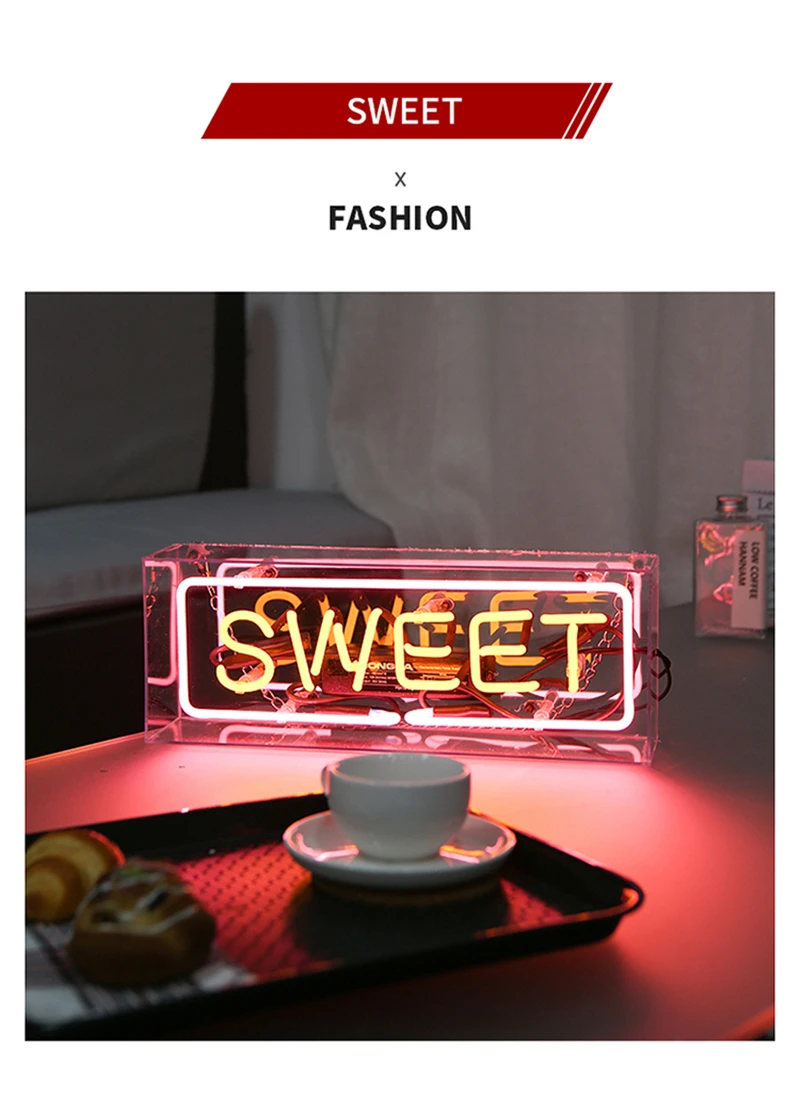 LED Neon Light Box Acrylic Glass Tubes Neon Sign Music Bar Atmosphere Lamp Christmas Holiday Party Art Wall Window Decoration
