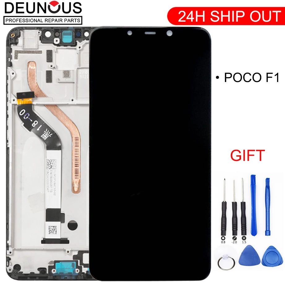 

New + Frame For 6.18" Xiaomi poco F1 LCD Display Touch Screen Digitizer Assembly for xiaomi mi Pocophone F1(10 point)