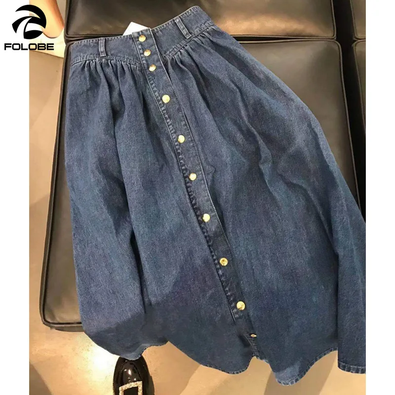 

Half-length Skirt Female High-waisted A-line Skirt Design Niche Mid-length Denim Skirt Half Umbrella Skirt Trend Skirts Womens