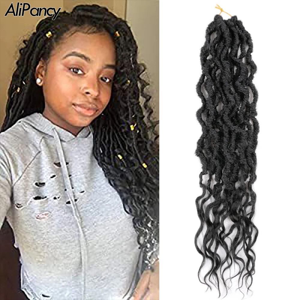 

24 Inch Faux Locks Crochet Braid Hair Nu Loks Pre Stretch Synthetic Ombre Braiding Hair Extensions Dreadlock For Women Black