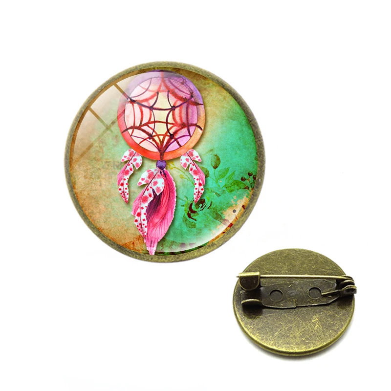 Новые Броши Ловец снов очаровательные перья Мандала лотоса на булавке