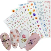 1 sheet 2022 spring new arrivals nail sticker 3d self adhesive decal flower leaf cherry blossoms nail decorations tip manicure