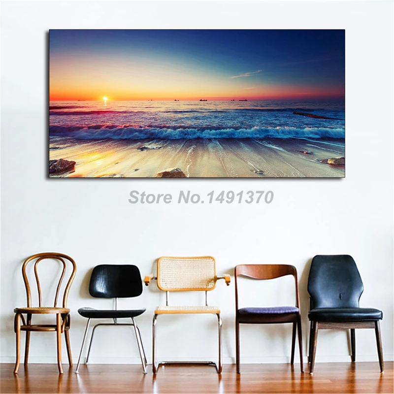 Красивый камень с волной заката в скандинавском стиле настенная живопись на