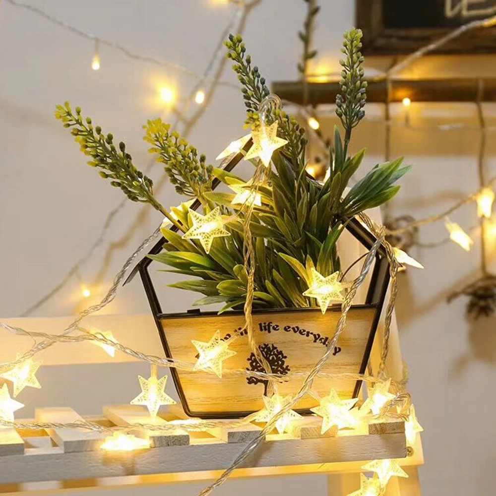 Светодиодный светильник LEADLY для улицы гирлянда со звездами 20/60/80 светодиодный