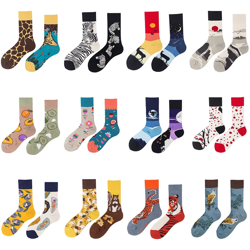 

Cotton Casual Women Socks Fashion Design Cartoon Colorful Happy Business Party Dress Socks Christmas Gift