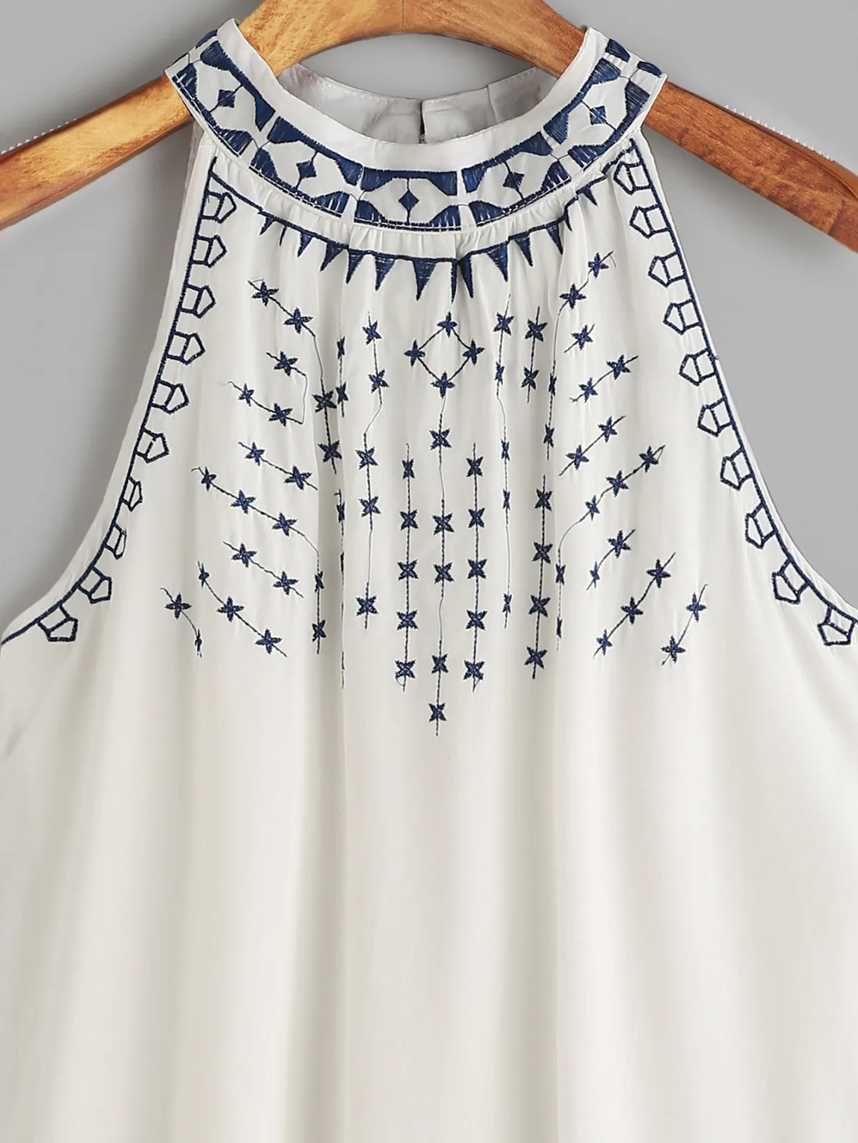 Женский топ без рукавов с круглым вырезом и вышивкой|Топы| |