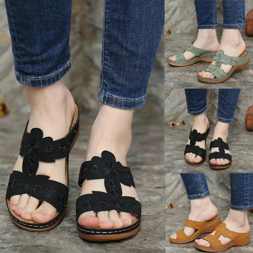 

slippers women summer fashion floral open toe wedges women shoes casual beach outdoor party plus size ladies slippers new
