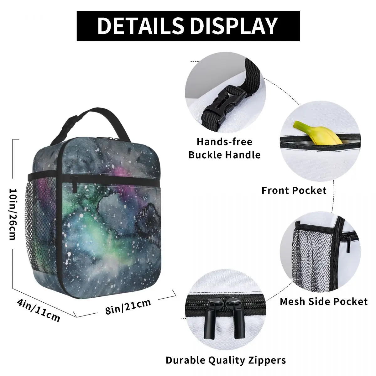 

Celestial Cosmic Lunch Bag for Women Men Large Insulated Lunch Box with Water Bottle Holder and Pockets