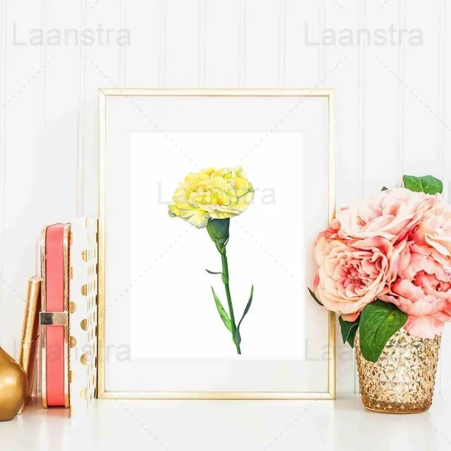 

Simple Yellow Flower Home Decoration Green Leaf Living Room Wall Canvas Poster Minimalist Bedroom Study Room Print Dining Room