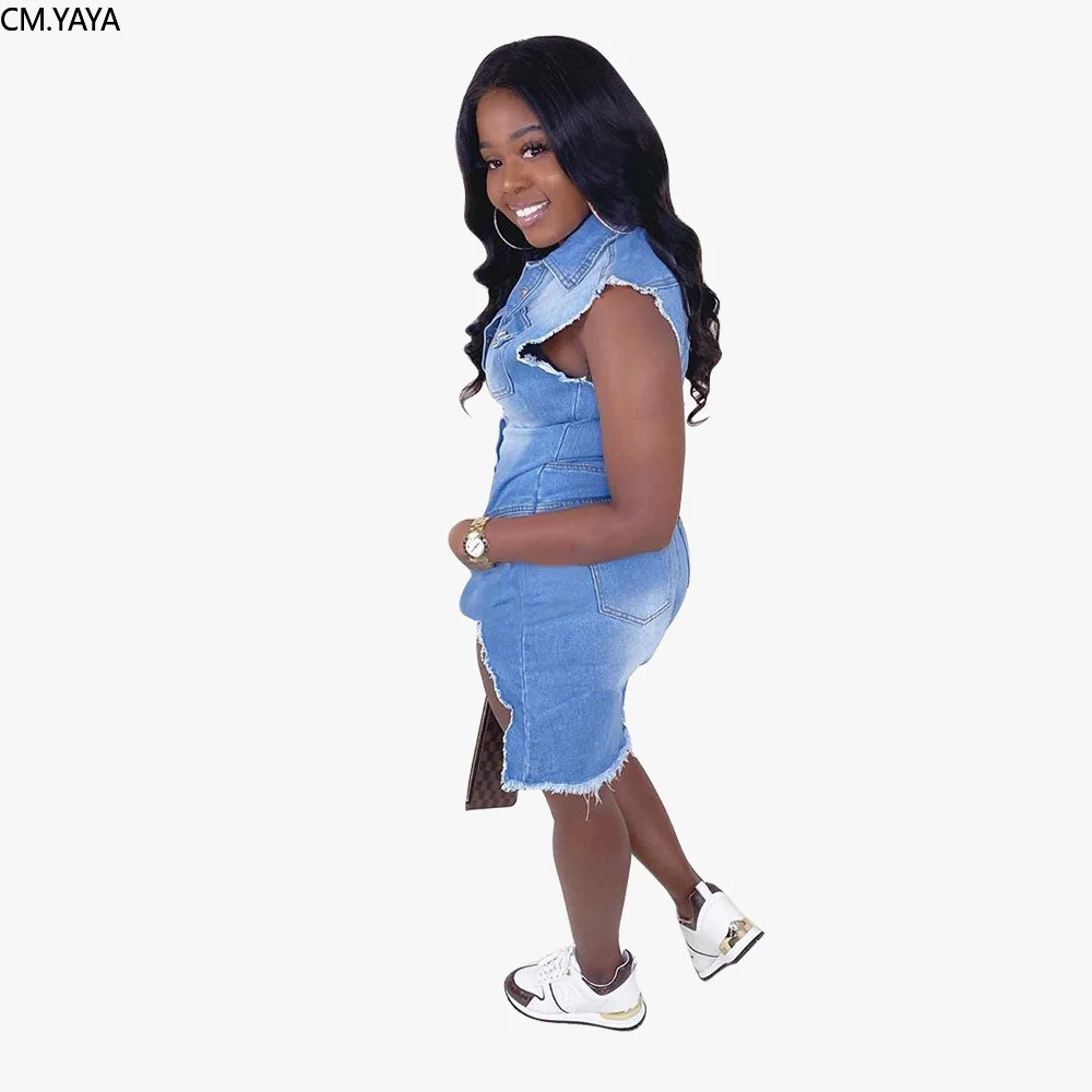 Женский джинсовый комбинезон на пуговицах винтажный без рукавов с бахромой и